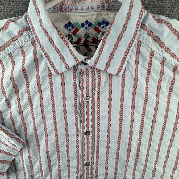 Robert Graham Button Up Shirt Cotton Striped Colorful 2XL Red Blue Woven Spread - Picture 1 of 16
